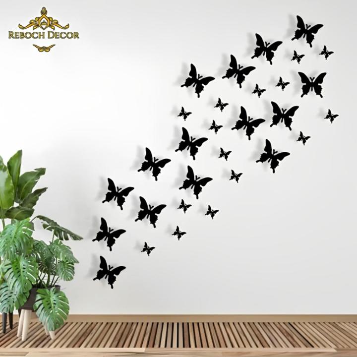 Pack of 30 3D Wooden Butterfly Wall Decor – Home & Kids Room