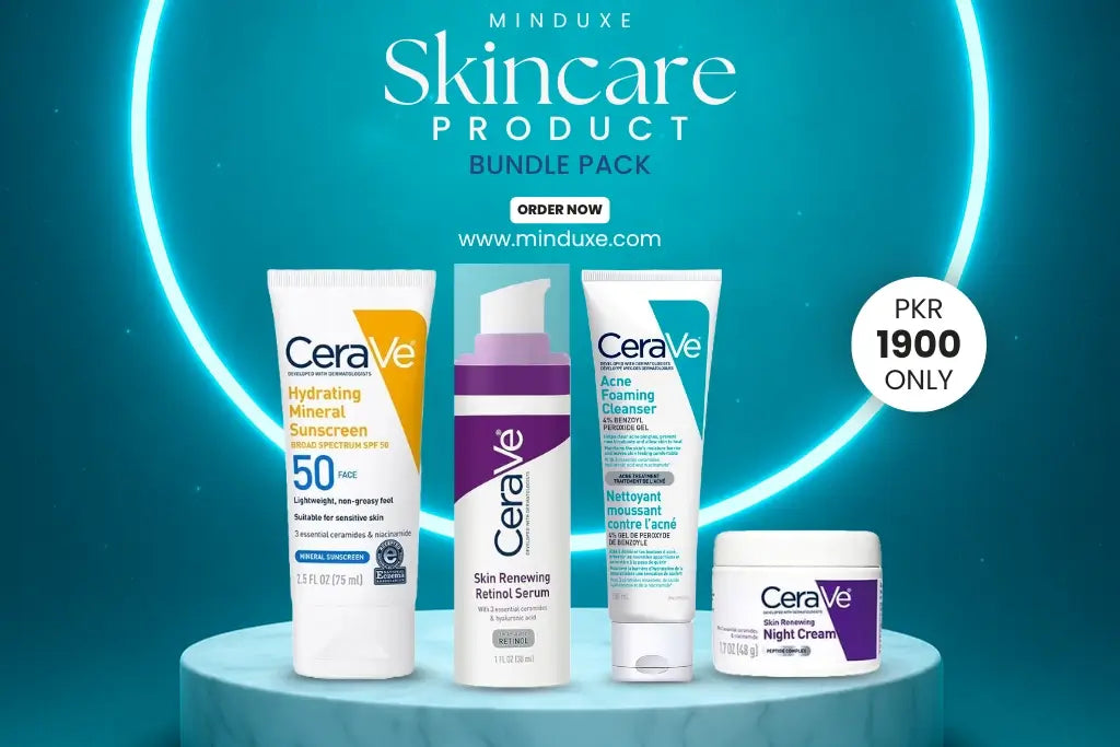 CeraVe Complete Skincare Combo Kit – SPF 50 Sunscreen, Acne Cleanser, Retinol Serum & Night Cream