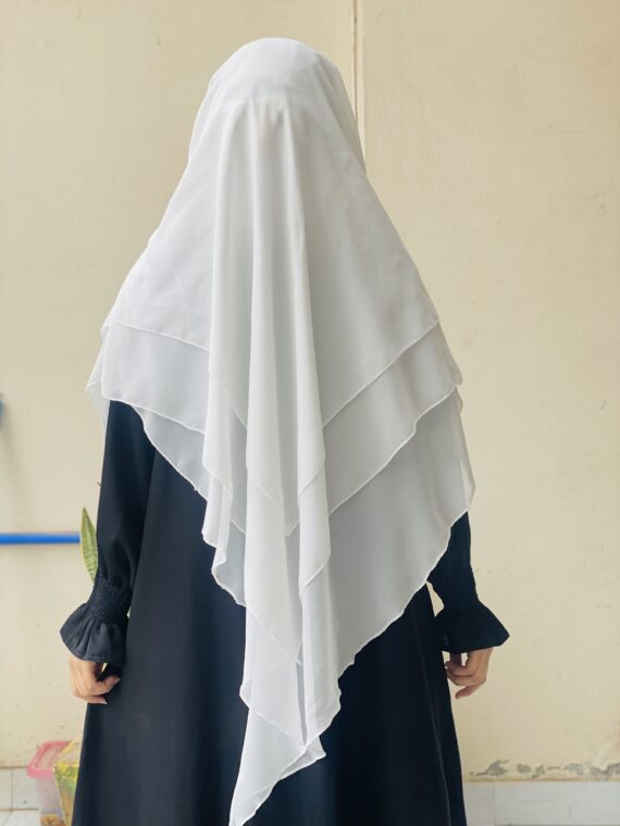 3 Layer Khimar Hijab Set with Niqab – Imported Chiffon, Free Size (Black)